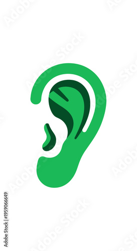 Vibrant Green Ear Illustration on White: A Modern Digital Graphic for Diverse Applications