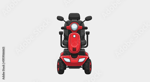 Vibrant Illustrated Depiction of a Red Mobility Scooter, Ready for Independent Travel