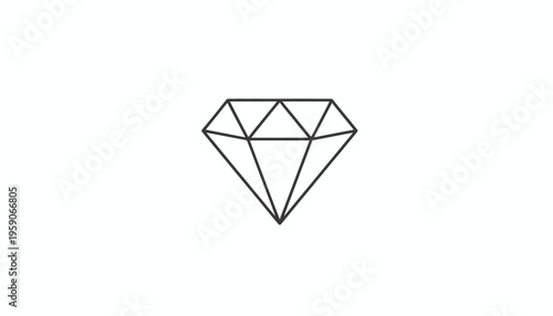 Minimalist Diamond Icon, Geometric Gemstone Outline, Luxury Symbol