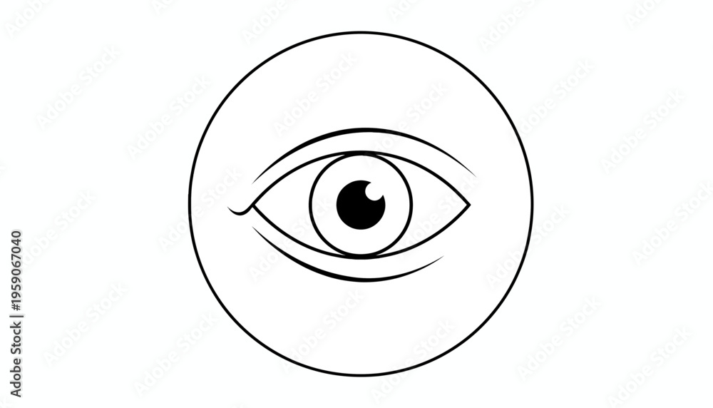 Obraz premium Minimalist Eye Icon, Vision Symbol, Insight and Awareness Concept, Simple Line Art