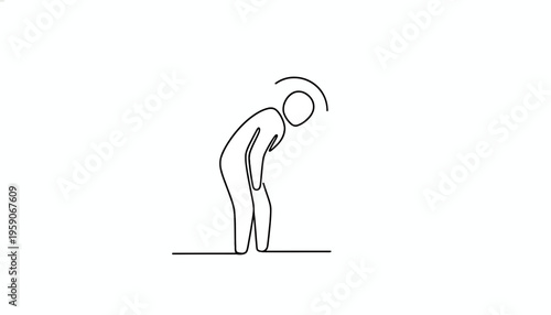 Man bent over, exhausted, with a halo, symbolizing fatigue or divine intervention