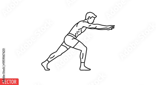 Man doing lunges exercise, fitness workout, dynamic movement, vector illustration