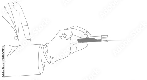 Medical Hand in Glove Holding Blood Sample Tube for Analysis