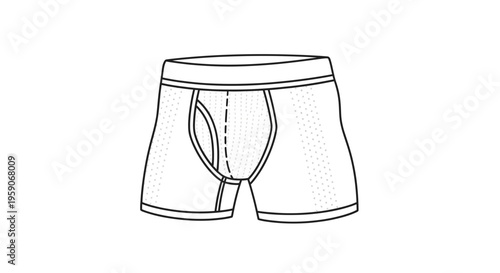 Mens Boxer Briefs Underwear Line Art Icon Vector Illustration
