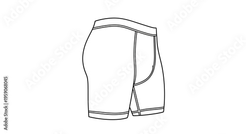 Mens Boxer Briefs Underwear Outline Drawing, Apparel Fashion Sketch