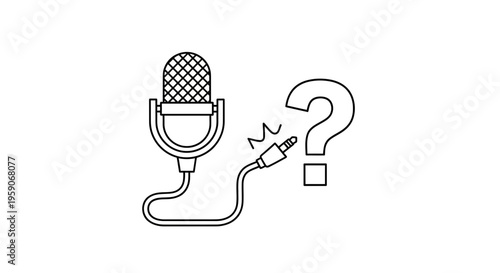 Microphone with Question Mark Icon: Audio Recording Problem or Uncertainty Concept