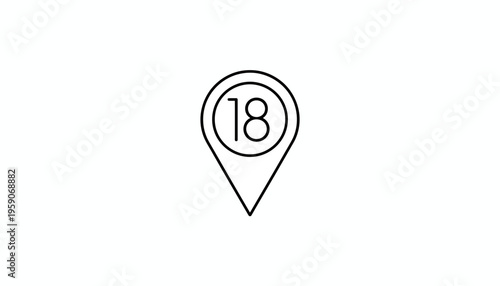 Location Pin Icon with Number 18 Inside
