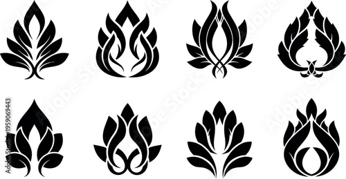 Yoga flame logo designs for mindful wellness and spiritual growth practices