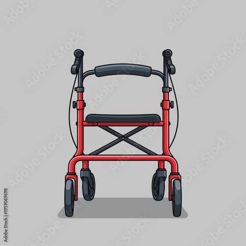 Vibrant Red Rolling Walker: A Symbol of Mobility and Assisted Living Solution