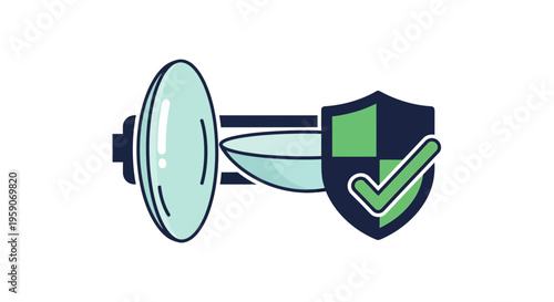 Vision Protection: Illustrated Contact Lenses and Shield Symbolize Eye Health and Security