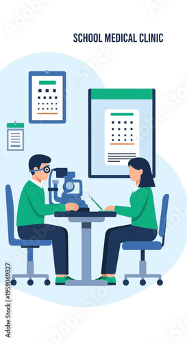 Vision Assessment In A School Clinic: A Professional Eye Examination And Diagnosis.