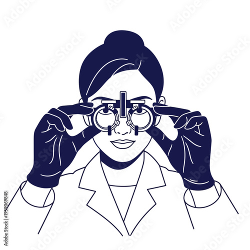 Vision Assessment Specialist with Diagnostic Tool: Precision Eyecare Examination in Progress