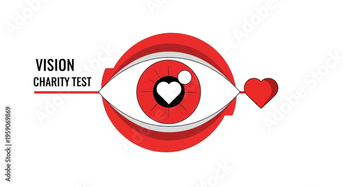 Vision Charity Test Featuring Eye With Heart Symbol, Conceptual Illustration of Eye Care