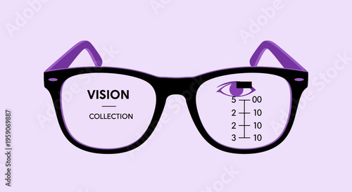 Vision Collection: Stylish Glasses And Eye Exam Illustration For Optimal Eye Health