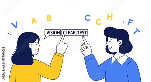 Visual Acuity Evaluation: Two Individuals Conducting a Vision Clarity Assessment