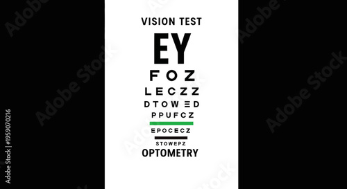 Visual Acuity Test Chart Depicting Letters Indicating Eye Health And Sight Examination