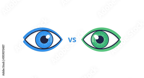 Visual Showdown: Blue Eye Versus Green Eye Illustration on White Background