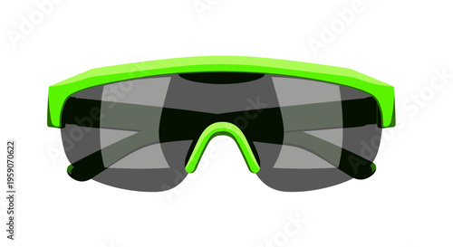 Vivid Green Modern Sunglasses With Dark Lenses Isolated On A Pure White Background