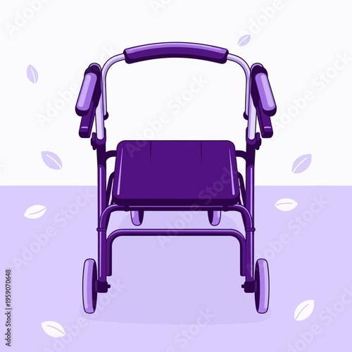 Vividly Illustrated Purple Mobility Aid Depicting Support and Enhanced Freedom for Elders