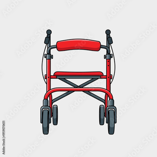 Vivid Red Mobility Aid Depicted, Offering Assistance and Stability for Daily Movement Needs