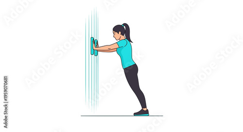 Wall Push-Up Demonstration: Fitness and Exercise Illustration Showing Physical Wellbeing