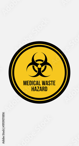 Warning: Medical Waste Hazard Sign Symbol, Safety Alert Symbol, Biohazard Alert, Hazardous Materials