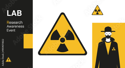 Warning Radiation Research Event Illustration with Person and Abstract Design Elements