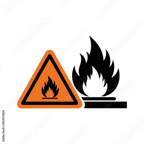 Warning Icon Depicting Flammability And Potential Fire Hazard With Vivid Visuals