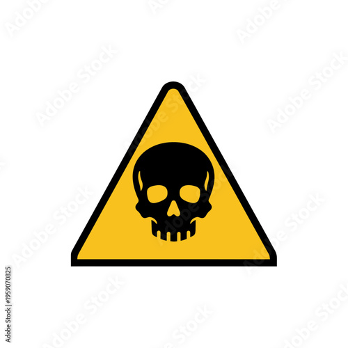 Warning Icon Depicting Hazard and Toxicity Symbol on Bright Yellow Triangle Caution