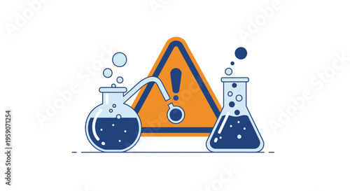 Warning Sign Indicating Hazardous Experiments in Laboratory With Chemical Reactions