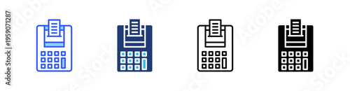 Adding Machine Multi Style Icon Set Vector 