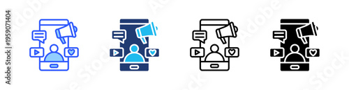 Influencer Multi Style Icon Set Vector 