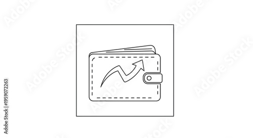 Wallet with growth chart icon, financial increase and profit concept