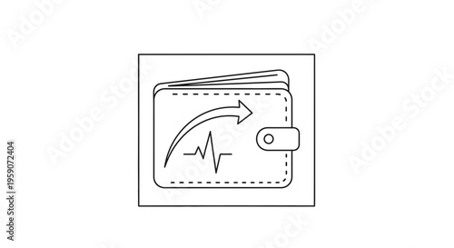 Wallet with Heartbeat and Arrow Icon, Financial Health and Growth Concept