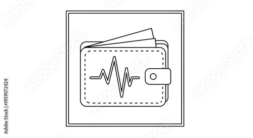 Wallet with Heartbeat Line Icon - Financial Health and Secure Money Concept