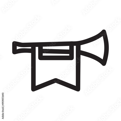Bold Black Silhouette of a Trumpet Simple Musical Instrument Icon Graphic
