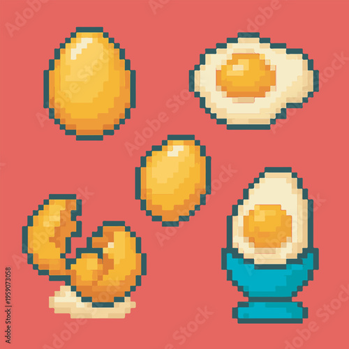 egg pixel art, eps 10 illustration