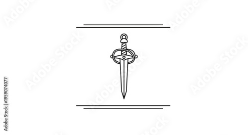 Vintage Sword Emblem, Heraldic Weapon, Knight Symbol, Medieval Blade, Elegant Design