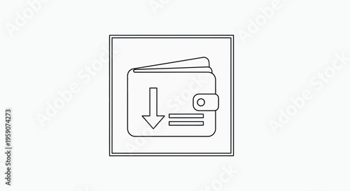 Wallet with Down Arrow Icon: Financial Loss, Budgeting, Expense Tracking, or Withdrawal Concept