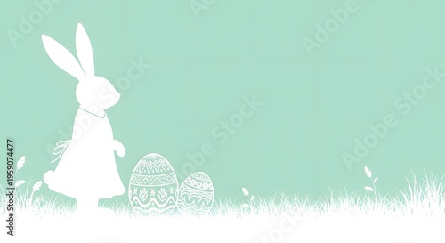 Easter bunny silhouette in a spring meadow