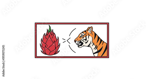 Tiger Staring at Dragon Fruit: A Fierce Encounter