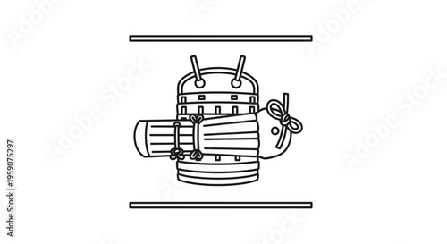 Traditional African Djembe Drum and Bongo Drum Outline Icon