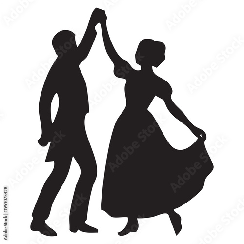  Victorian era silhouetted couple dancing at a formal ball