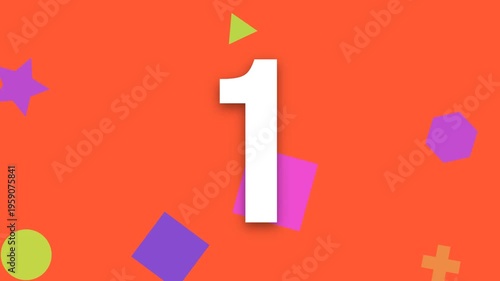 Vibrant motion graphics featuring a colorful countdown timer on a bright orange background