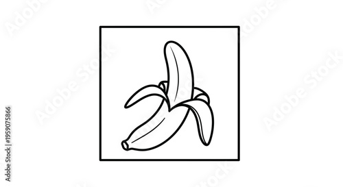Simple Line Art Icon of a Peeled Banana