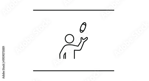 Simple Line Art Icon of a Person Juggling a Ring