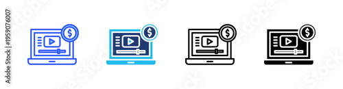 Monetize Multi Style Icon Set Vector 