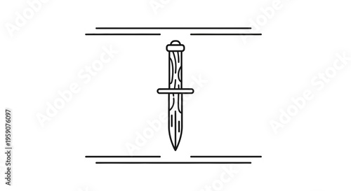 Vintage dagger illustration, medieval weapon, historical artifact, graphic design element