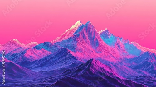 Majestic Alpine Mountains Bathed in Vibrant Sunset Colors Under a Pink and Purple Sky