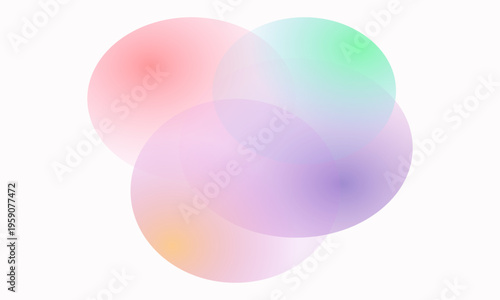 Abstract composition of overlapping colorful circular gradients on a clean white background design